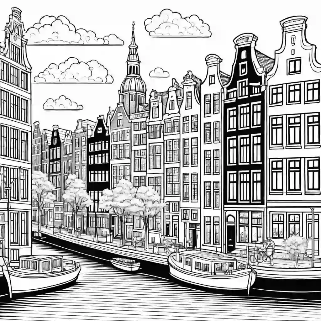 Amsterdam Cityscape coloring pages